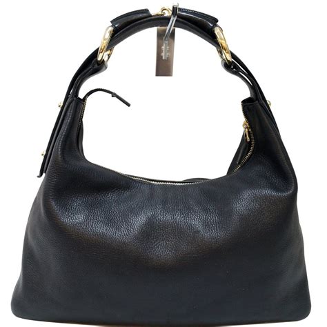 gucci black leather horsebit hobo|Gucci hobo bags outlet.